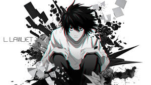 動漫角色 L Lawliet 被黑白破碎碎片包圍，帶有 3D 立體效果。 — L·羅萊特 壁紙