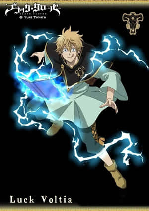 動漫法師 Luck Voltia 從魔法書中釋放藍色閃電。 — 魔法動圖 壁紙