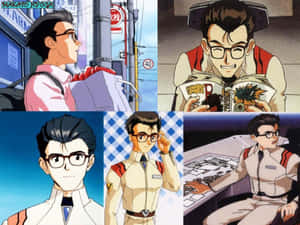 動漫角色 Makoto Hyuga 穿著多種服裝並處於不同場景，包括城市街道和控制室。 — 冰菓 壁紙
