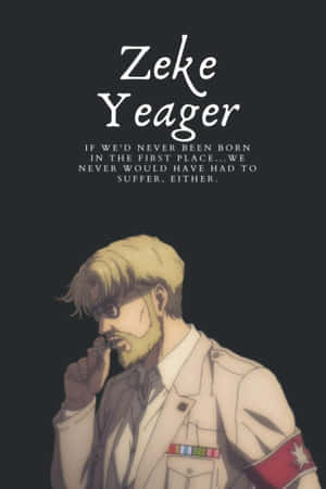 動漫角色 Zeke Yeager 身穿軍裝，手持香煙，附有關於出生與苦難的名言。 — 進擊的巨人 壁紙