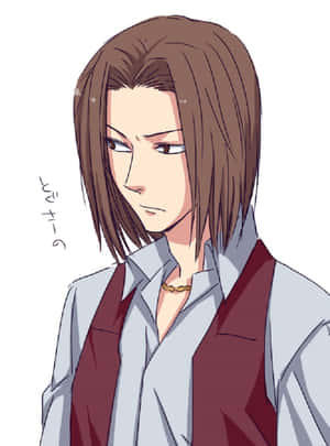 動漫男性角色，棕色頭髮，表情嚴肅，穿著紅色背心和淺色襯衫。 — 渡我被身子 壁紙