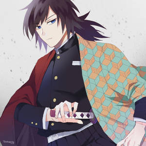 穿著幾何圖案和服手持劍的動漫戰士。 — 混沌武士 壁紙