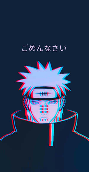 動漫角色，尖刺頭髮，紅藍3D效果，附日文文字。 — 火影忍者 卡卡西 壁紙