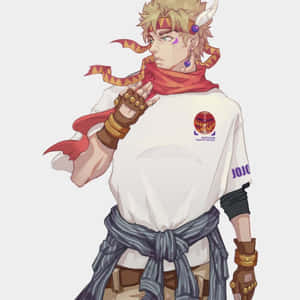 動漫角色，金髮紅圍巾，身穿白襯衫和條紋褲。 — 丹尼爾·凱薩 壁紙