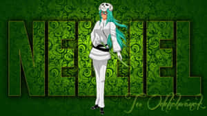 動漫角色Neliel Tu Odelschwank身穿白色制服，擁有藍綠色頭髮和骷髏帽。 — 死神 壁紙
