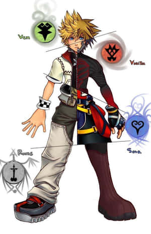 動漫角色Ven，周圍漂浮著Kingdom Hearts符號。