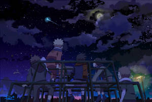 動漫角色在星空下觀看流星。 — 鹿丸 壁紙