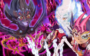 動漫角色在帶有發光效果和水晶碎片的魔法戰鬥中。 — 子瑜 壁紙