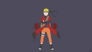 動漫角色漩渦鳴人穿著橙色褲子和紅色外套，雙臂交叉。 — 渦卷一族 壁紙