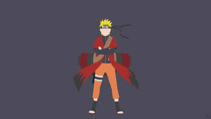 動漫忍者角色漩渦鳴人身穿橙色和紅色服裝，雙臂交叉。 — 極簡動畫 壁紙