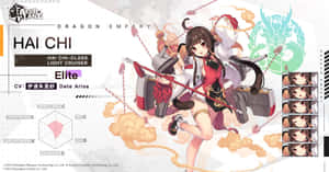 來自《碧藍航線》的動畫角色海咲，手持長杖騎乘龍主題戰艦。 — 可愛動漫女孩 壁紙