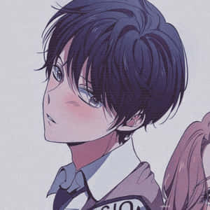 動畫男孩，深色頭髮，臉頰泛紅，側視。 — 美麗的動畫 壁紙