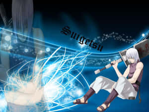 擁有發光藍色水屬性查克拉的動畫忍者 Suigetsu。 — 火影忍者 佐助與鳴人 壁紙