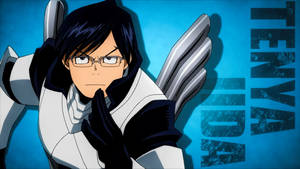 動畫英雄 Tenya Iida 身穿黑白服裝，帶有機械翅膀。 — 我的英雄學院 壁紙