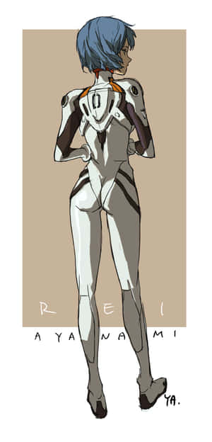 動畫女孩綾波麗身穿緊身衣，雙手叉腰站立。 — Pixel 4 壁紙