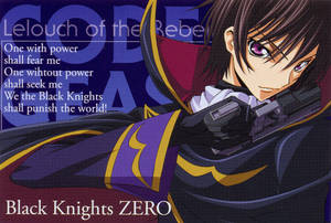 動畫角色魯路修持槍，附有Black Knights ZERO文字。 — 黑暗騎士 壁紙