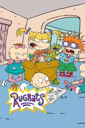 Rugrats 卡通小孩在凌亂的客廳裡玩玩具。 — 小米平板 8 壁紙