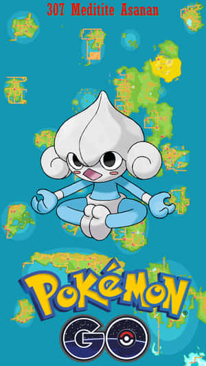 美迪泰特以打坐姿勢，周圍漂浮著 Pokémon GO 地圖碎片。 — 寶可夢 剑 盾 壁紙