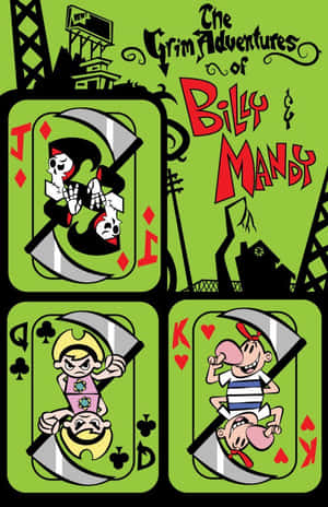 卡通角色 Billy 和 Mandy 在撲克牌上，背景詭異。 — 妖精尾巴角色 壁紙