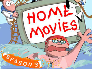 水中的卡通角色在電視螢幕上慶祝 'Home Movies Season 3'。 — 卡通 壁紙