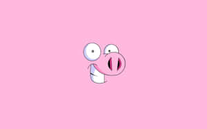卡通豬臉，有大眼睛和微笑，在粉紅色背景上。 — 快樂 壁紙