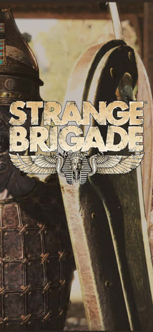 埃及風格盔甲和盾牌的特寫，帶有 Strange Brigade 標誌。 — 電玩遊戲 GIF 壁紙