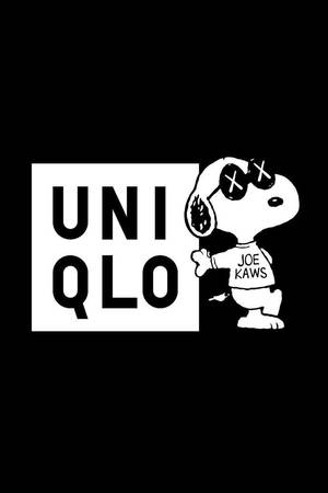 史努比穿著Joe Kaws設計，旁邊是黑白Uniqlo標誌。 — 可愛黑白 壁紙