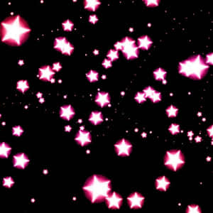 粉紅色發光星星散落在黑色背景上 — 星空動畫 壁紙