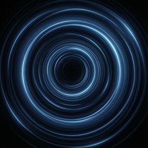 同心發光藍色環在黑色背景上營造出隧道效果。 — Pixel Watch 3 壁紙