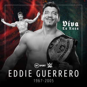 Eddie Guerrero 手持 WWE 冠軍腰帶，身後有動作姿勢 — 運動 壁紙