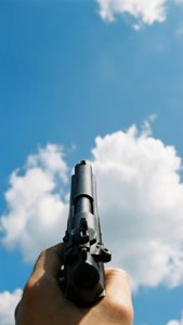 手持槍指向天空與雲 — iPhone 8 Plus 壁紙