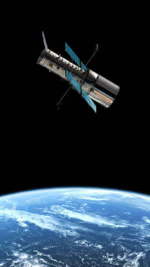哈伯太空望遠鏡漂浮在地球上空的太空中 — 宇宙 壁紙