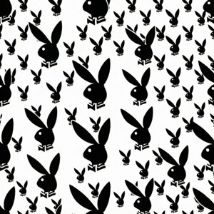 白色背景上的黑色Playboy兔子標誌圖案 — Pixel Watch 3 壁紙