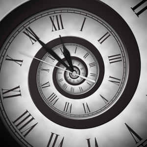 帶有羅馬數字的螺旋時鐘，營造出催眠的時間錯覺。 — 時鐘 壁紙