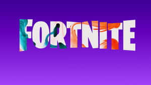 Fortnite 標誌，帶有彩色液體效果，背景為紫色漸變 — 酷炫的《要塞英雄》 壁紙