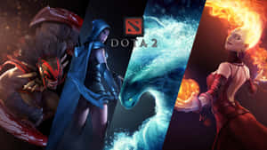 Dota 2遊戲角色，帶有火焰水和黑暗奇幻元素。 — 電玩遊戲 GIF 壁紙