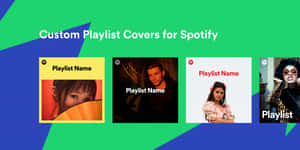 四個Spotify播放清單封面，包含不同人物和色彩繽紛的背景。 — Spotify 壁紙