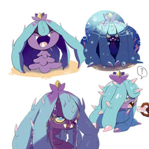 四個可愛的動漫風格尖刺生物，表情和姿勢各異。 — 電玩遊戲 GIF 壁紙