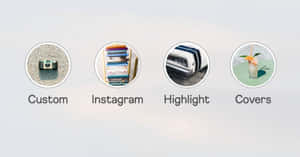 淺灰色背景上用於 Custom Instagram Highlight Covers 的四個應用程式圖示。 — 光線 壁紙
