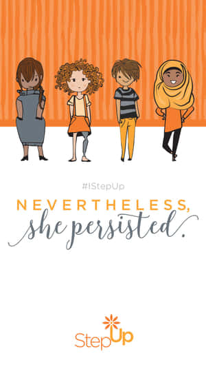 四個插圖女孩帶有賦權文字 nevertheless she persisted。 — 乾淨 壁紙