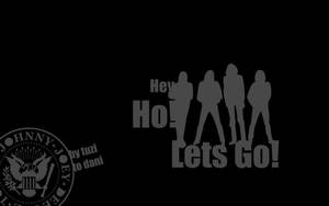 四個剪影人物與文字 Hey Ho Lets Go! — 黑暗音速小子 壁紙