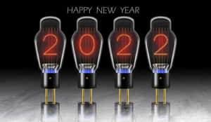 四個發光的真空管拼出2022以慶祝新年。 — 燈泡 壁紙