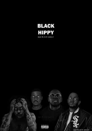 四個眼睛發光、有刺青的男人，在「BLACK HIPPY」文字下方。 — 肯德里克·拉瑪 壁紙