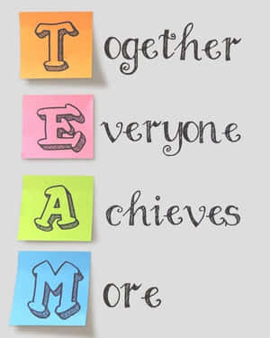 便利貼拼出TEAM，旁邊寫有勵志短語Together Everyone Achieves More。 — Apple Watch Ultra 壁紙