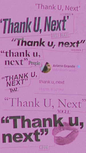 來自Ariana Grande媒體報導的「Thank U, Next」引文的粉紅色拼貼畫。