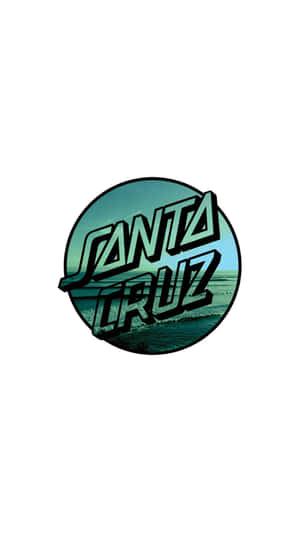 Santa Cruz 標誌，在藍綠色和藍色的波浪設計上有風格化的文字。 — 聖塔莫尼卡 壁紙