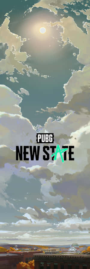 PUBG New State 標誌以多雲的天空和下方的城市為背景。 — Pubg 標誌 壁紙