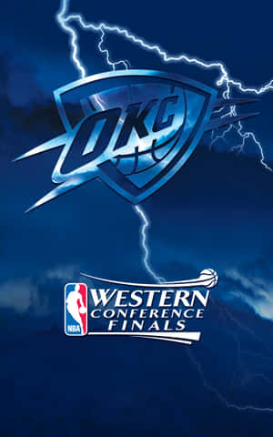 NBA西區決賽期間帶有閃電的奧克拉荷馬城雷霆標誌。 — Galaxy Tab S9 壁紙