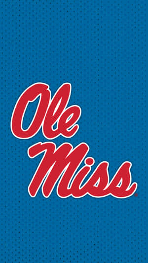 在藍色網眼布料背景上的 Ole Miss 運動標誌。 — 美學天空 壁紙