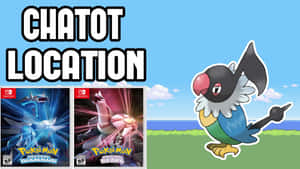 卡通角色Chatot指向Pokémon Diamond和Pearl遊戲封面旁邊。 — 遊戲 壁紙